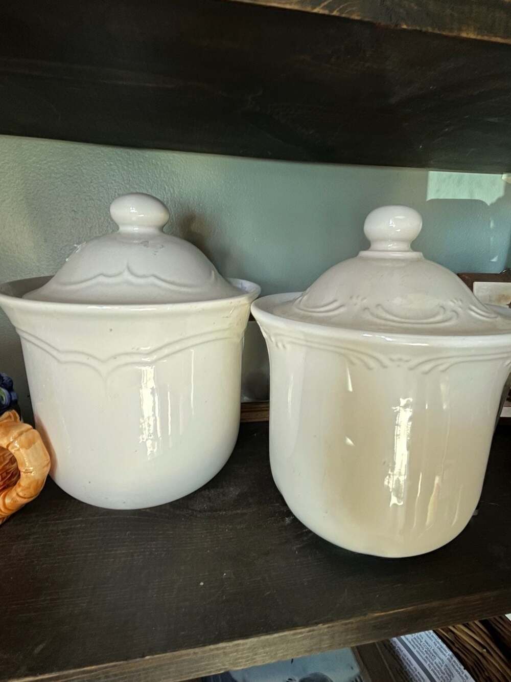 Vintage Pfaltzgraff Tea Rose White Canister Set of 2